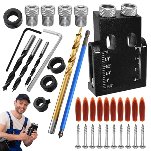 Pocket Hole Jig Kit, Taschenbohrer Jig -Kit - Bohrer Puncher Locator | Tragbares Werkzeug 15 ° Winkel Jig Kit präziser -Locator für genaue Taschenlöcher von Generisch