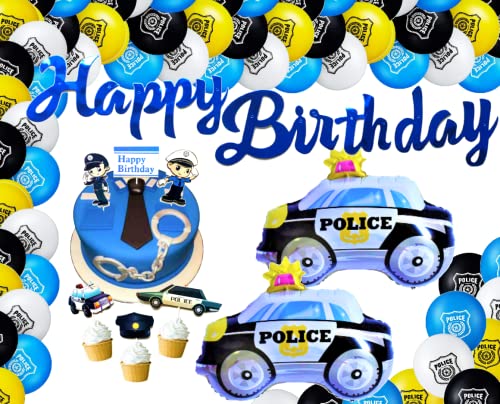 Polizei set XXL Police Set Party Deko Ballons Dekoration Happy Birthday Kinder boys girls Deco Folienballon Ballon Policeman Auto Geburtstag (ohne Zahl) von Generisch