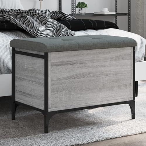 Polsterbank mit Fußhocker, stilvolle Kommode für Schlafzimmer oder Kleiderschrank, Holz Eiche, Braun, 102 x 42 x 45 cm, platzsparende Sitzfläche mit Aufbewahrungslösung von Generisch
