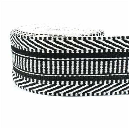 Polyester-Baumwoll-Jacquard-Gurtband, 38 mm Breite, Taschengurt, Gürtel, Spitzenband, Kleidungsstück, Nähdekoration, 3–10 Meter Länge(Black,5Meters) von Generisch