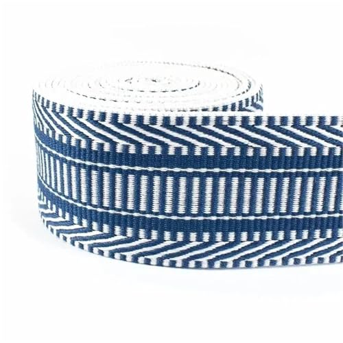Polyester-Baumwoll-Jacquard-Gurtband, 38 mm Breite, Taschengurt, Gürtel, Spitzenband, Kleidungsstück, Nähdekoration, 3–10 Meter Länge(Blue,5Meters) von Generisch