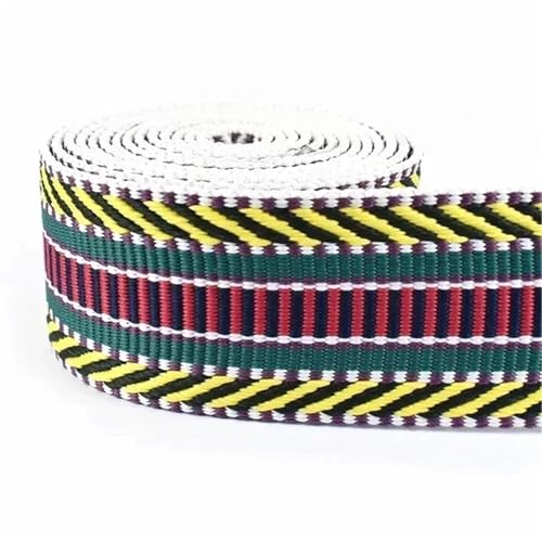 Polyester-Baumwoll-Jacquard-Gurtband, 38 mm Breite, Taschengurt, Gürtel, Spitzenband, Kleidungsstück, Nähdekoration, 3–10 Meter Länge(Yellow,8Meters) von Generisch