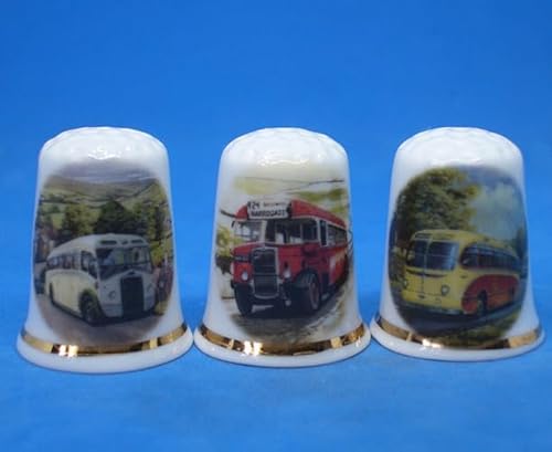 Porzellan-Fingerhüte, 3er-Set, Vintage-Busse von Generisch