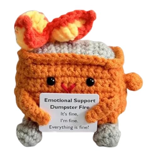 Positive Häkelfigur Mit Mülleimer Feuer Design | Gehäkelte Cartoon Puppe - Niedliche Handgefertigte Cartoonfigur Geschenk Zum Geburtstag Ostern Valentinstag Lehrer Freundin Mama von Generisch