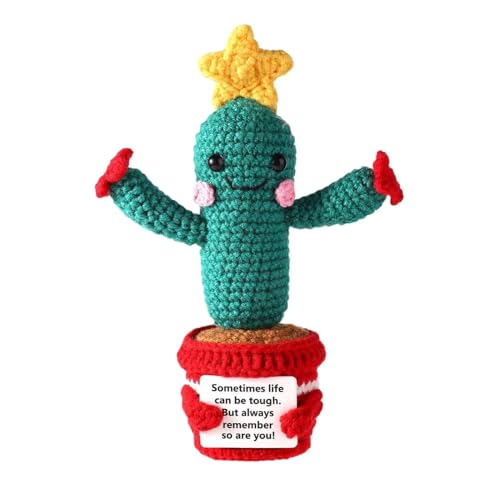 Positiver Häkelkaktus, Pocket Hug Positive Kaktus Pflanzen, Lustige Positive Gestrickte Strickpuppe Kaktus Emotional Support Plant Geschenke Für Frauen von Generisch