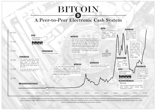 Poster Bitcoin historischer Chart Weiß A2 (59,4x42 cm) von Generisch