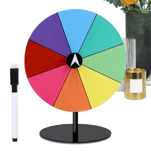 Preisrad, buntes Tisch-Drehrad mit Ständer, 25 x 25 x 14 cm, trocken abwischbar, Glücksspiel für Party, Hochzeit, Karneval und Event-Spiele von Generisch