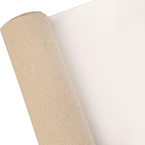 Premium dreifach grundierte Leinwandrolle zum Malen, mittlere Textur, Leinenmischung, Kunststoff, 5 m lang, ideal für Künstler und Kunstdrucke, vielseitiges Leinwandmaterial von Generisch