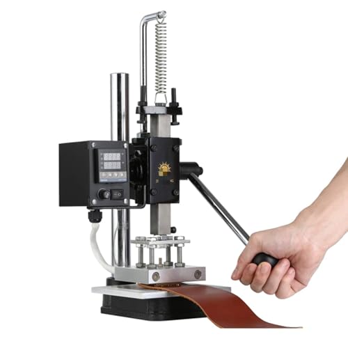 Professionelle Heißfolien-Stempelmaschine, einstellbare Temperatur für Leder, PVC, PU und Kunststoff, mit 10 x 13 cm Platte von Generisch