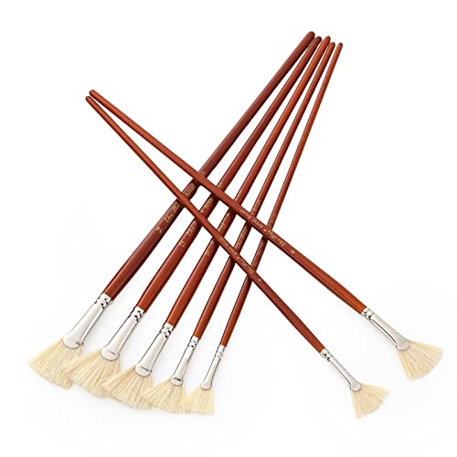 Professioneller Fächerpinsel zum Malen, 7-teiliges Ölfarben-Pinsel-Set mit Schweineborsten, Naturhaar und langem Holzgriff, Künstler-Fächerpinsel für Acryl-/Aquarellmalerei Professioneller Fächerpinsel zum Malen, 7-teiliges Ölfarben-Pinsel-Set mit Schweineborsten, Naturhaar und langem Holzgriff, Künstler-Fächerpinsel für Acryl-/Aquarellmalerei von Generisch