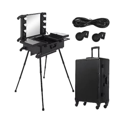 Professioneller Kosmetikkoffer mit LED-Lichtspiegel für Make-up-Organisation und Reisen von Generisch