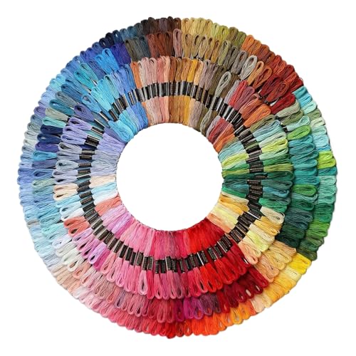 Professioneller Stickereifadenset - Erhältlich in 50 Farben/447 Farben, 6 verdrehte handgewebte Fäden (8 Meter lang), Mehrzweckpolycotton -Mischung. Perfekt für Kreuznähte, Nadelpunkte und Handwerkspr von Generisch
