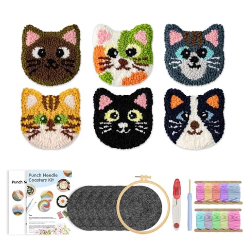 Punch Needle Coaster Kit, Portable Yarn Embroidery Stitching Set, Crafting Made Simple, Special Coaster Fun, for Adults and Beginners, Multi-Functional Crafting Tools 3.94 Inch von Generisch