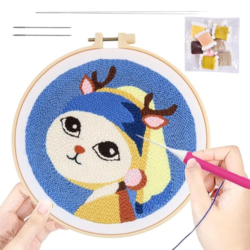 Punch Needle Embroidery Kit, Cartoon Pattern Stitching Kit, Punch Needle Kit For Adults, Embroidery Crafting Kit, Handmade Embroidery Accessories, Punch Needle Craft Kit, Embroidery Sewing Kit For Adu von Generisch