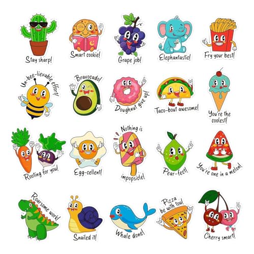Punny - Cartoon Food Animal Pack für lustige Schäden für Schreibwaren, niedliche ästhetische mit haltbarem Klebstoff, kreative für Wasserflasche, Laptop, Becher, Gepäck, Punny - Cartoon Food Animal Pack für lustige Schäden für Schreibwaren, niedliche ästhetische mit haltbarem Klebstoff, kreative für Wasserflasche, Laptop, Becher, Gepäck, von Generisch