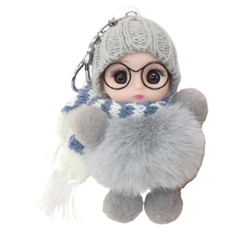 Puppen-Schlüsselanhänger für Frauen, niedliches kleines Mädchen, große Augen, Puppe mit Brille, Schal, Hut für Jungen und Mädchen, grau, Refer to description Puppen-Schlüsselanhänger für Frauen, niedliches kleines Mädchen, große Augen, Puppe mit Brille, Schal, Hut für Jungen und Mädchen, grau, Refer to description von Generisch