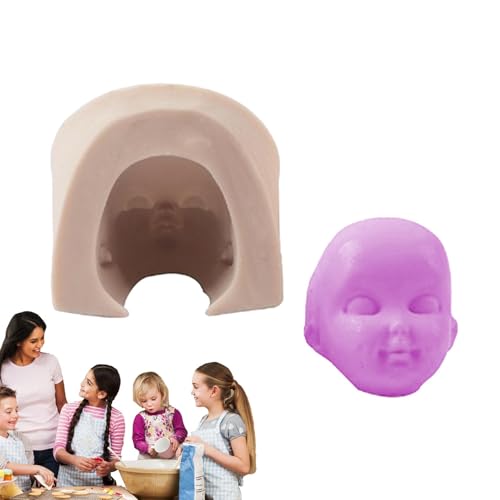 Puppengesichtsform - Baby-Puppenkopf-Form, Baby-Puppen-Gesichtsform, Silikonform für menschliches Gesicht, Kuchendekorationswerkzeuge, Schokoladenform zum Backen, handgefertigte Tonform von Generisch