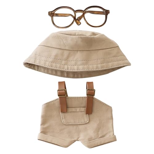 Puppenkleidung und Zubehör, kompatibel mit 15 bis 17 cm, Premium-Puppen-Overalls-Outfit mit Hut und Zubehör, 3-teiliger Overall, Hut und Brille, Geburtstagsgeschenk für Mädchen (Khaki, Einheitsgröße) Puppenkleidung und Zubehör, kompatibel mit 15 bis 17 cm, Premium-Puppen-Overalls-Outfit mit Hut und Zubehör, 3-teiliger Overall, Hut und Brille, Geburtstagsgeschenk für Mädchen (Khaki, Einheitsgröße) von Generisch