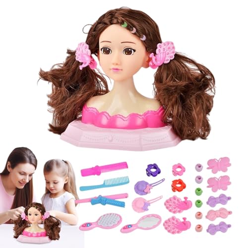 Puppenkopf-Make-up-Spielzeugset, Friseurkopf-Puppe, Make-up-Puppenkopf-Set Für Mädchen – Pädagogisches Rollenspiel Für Geburtstag, Erntedankfest Puppenkopf-Make-up-Spielzeugset, Friseurkopf-Puppe, Make-up-Puppenkopf-Set Für Mädchen – Pädagogisches Rollenspiel Für Geburtstag, Erntedankfest von Generisch
