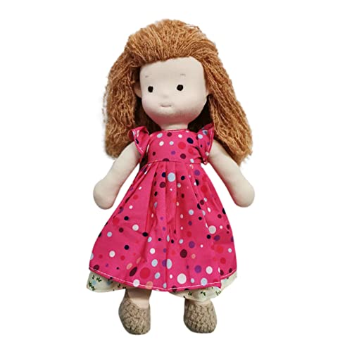 Puppenzubehör 36 cm Baby Mädchen Puppe mit lockigem Haar niedliche handgefertigte Stoffpuppe Plüschtier mit Kleidung Schlafpartner Puppen Stofftier Geburtstagsgeschenk Weich Stoffpuppen (One Size) von Generisch