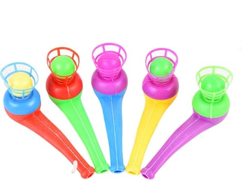 Pustespiel Pfeife Ball | 5 Stück Puste Ball Spiel | Ballpustspielzeug | Lungentrainer Atemtrainer Balls Für Kinder | Schwebender Balls Geschicklichkeit Für Alltagslebensleben (Zufällige Farbe) von Generisch