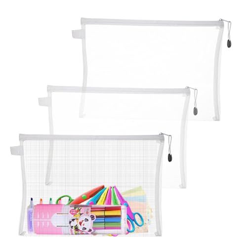 Puzzle -Speicherbeutel - extra großer klarer Nylon -Reißverschlussbeutel, 3pcs Mehrzweck -Veranstalter | Transparenter Netzbeutel für Schulmaterial, Rätsel, Spiele, Bürodokumente, Reisezubehör von Generisch