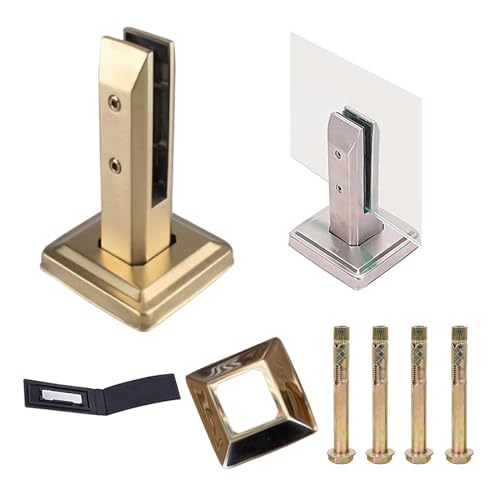 Quadratische Glasgeländerstützen für Poolzäune, Treppengeländer, 10–14 mm, goldfarben, 160 mm Klemmen und stilvolles Design, 24 Stück von Generisch
