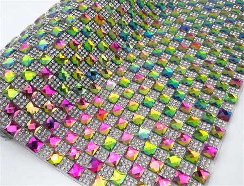 Quadratische Glasstrass-Mesh-Bordüre mit Diamant-Applikation zum Verzieren von Kleidern und Schuhen, 24 x 40 cm Quadratische Glasstrass-Mesh-Bordüre mit Diamant-Applikation zum Verzieren von Kleidern und Schuhen, 24 x 40 cm von Generisch