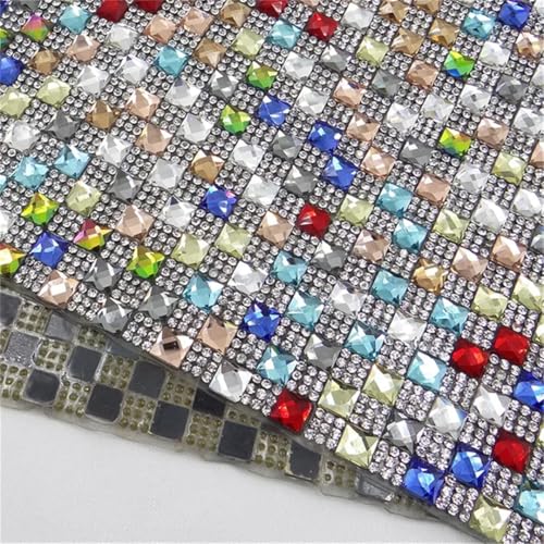 Quadratische Glasstrass-Mesh-Bordüre mit Diamant-Applikation zum Verzieren von Kleidern und Schuhen, 24 x 40 cm Quadratische Glasstrass-Mesh-Bordüre mit Diamant-Applikation zum Verzieren von Kleidern und Schuhen, 24 x 40 cm von Generisch