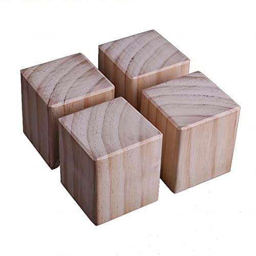 Quadratische Möbelbeine aus Holz, 4 Stück, 10 x 10 x 10 cm, für Sofa, Tisch, Bett, Massivholz, Stützfüße, ideal für Couchtische, Schränke, höhensteigernde Lösungen von Generisch