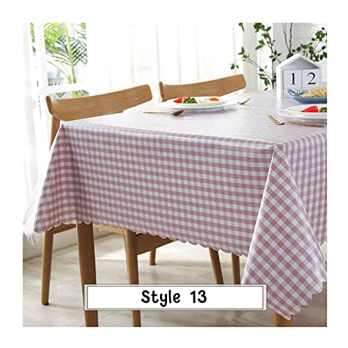 Quadratische Tischdecke, wasserdicht, PVC-Tischdecke, rosa und weiß, kariert, 135 x 200 cm, perfekt für Küche, Esstisch, Schutz und Heimdekoration von Generisch