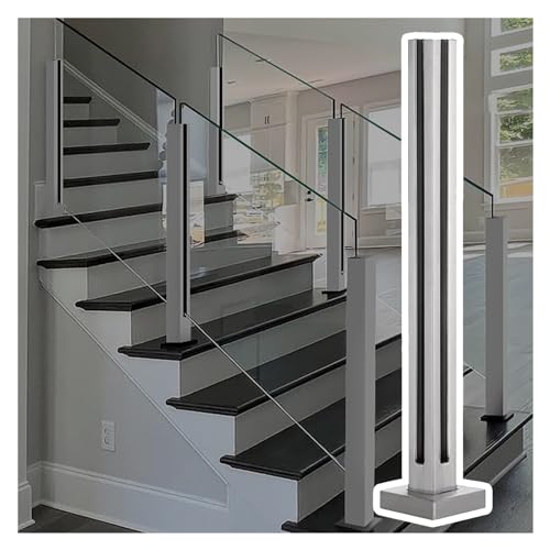Quadratischer Edelstahl Glasgeländerpfosten für Innen/Außen - 60-105cm Hoch Verstellbare Balustrade Säule für Treppe Balkon Garten - Graue Glasscheibe Klemme Quadratischer Edelstahl Glasgeländerpfosten für Innen/Außen - 60-105cm Hoch Verstellbare Balustrade Säule für Treppe Balkon Garten - Graue Glasscheibe Klemme von Generisch