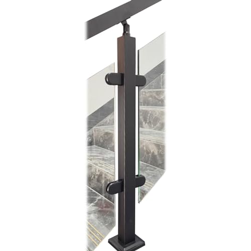Quadratischer Glasgeländerpfosten mit Klemme – Treppenplattform, quadratische Balustersäule aus schwarzem Edelstahl aus Glas für Balkon-Pooldeck, 60 70 80 90 100 110 120 130 140 cm hoher End Quadratischer Glasgeländerpfosten mit Klemme – Treppenplattform, quadratische Balustersäule aus schwarzem Edelstahl aus Glas für Balkon-Pooldeck, 60 70 80 90 100 110 120 130 140 cm hoher End von Generisch