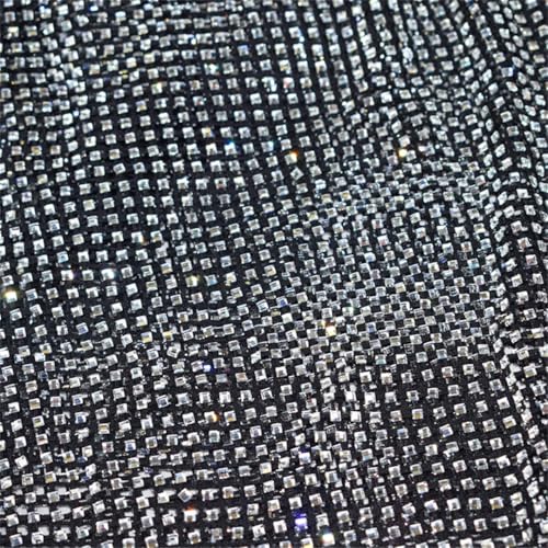 Quadratischer Glasstrass, Netzstoff, 4 x 4 mm, elastischer Diamant-Kristallbesatz, gewebte Strass-Applikation für Bühnenauftritte, Kostüme und DIY-Bekleidung von Generisch