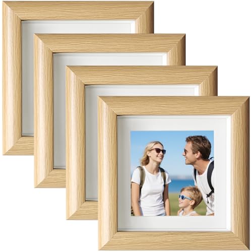 Quadratischer kleiner Bilderrahmen aus Holz, 12,7 x 12,7 cm, 4 Stück, mit Passepartout oder 10,2 x 10,2 cm ohne Passepartout, Mini-Bilderrahmen mit Glas, Schattenbox-Rahmen für Bastelarbeiten Quadratischer kleiner Bilderrahmen aus Holz, 12,7 x 12,7 cm, 4 Stück, mit Passepartout oder 10,2 x 10,2 cm ohne Passepartout, Mini-Bilderrahmen mit Glas, Schattenbox-Rahmen für Bastelarbeiten von Generisch