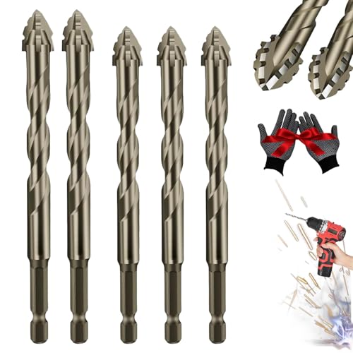 Quickpierce High-Performance Titanium-Coated Drill and Tap Set, Four Blade Serrated Eccentric Drill Bits, New Four-Flute Sawtooth Eccentric Drill Bit Set (5Pcs(6/6/6/8/8)) von Generisch