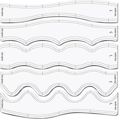 Quilt-Lineal-Vorlagen-Set, 26 cm, transparente Acryl-Schablonen für Maschinen- und Freibewegung, Quilten, Patchwork und Spleißen, Nählineal für DIY-Projekte, präzise und einfach zu bedienen, 5-teilig Quilt-Lineal-Vorlagen-Set, 26 cm, transparente Acryl-Schablonen für Maschinen- und Freibewegung, Quilten, Patchwork und Spleißen, Nählineal für DIY-Projekte, präzise und einfach zu bedienen, 5-teilig von Generisch