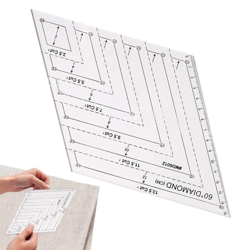 Quilt-Vorlagen zum Schneiden von Mustern, 60-Grad-Nähen, Schneiden, Bastel-Lineal, transparente Schablone für Stoffkunst, Textilhandwerk, handgefertigte Projekte, Stickarbeiten Quilt-Vorlagen zum Schneiden von Mustern, 60-Grad-Nähen, Schneiden, Bastel-Lineal, transparente Schablone für Stoffkunst, Textilhandwerk, handgefertigte Projekte, Stickarbeiten von Generisch