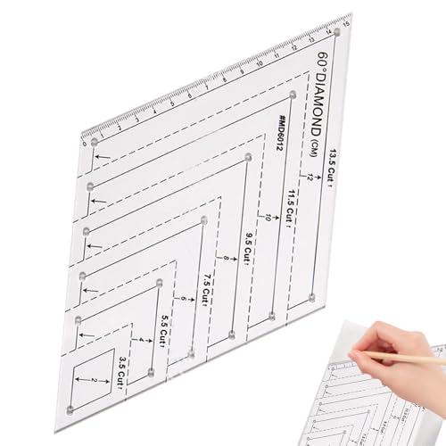 Quilt-Vorlagen zum Schneiden von Mustern, Quilt-Lineale, 60 Grad, transparentes Werkzeugzubehör für Projekte, zur Verbesserung der Präzisionsstickerei, Textilhandwerk von Generisch