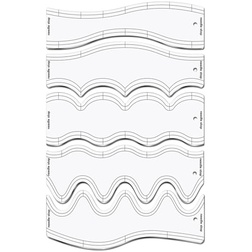 Quiltschablonen-Lineal-Set, Acryl-Wellenlineale, klare Nähwerkzeuge, Quilt-Skala, Präzisions-Patchworks für Vorlagen, Nähzubehör für Projekte von Generisch