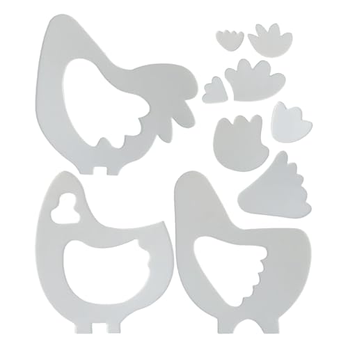 Quiltvorlagen – Hühner-Quilt-Vorlagen, Acryl-Patch-Arbeitsschablonen, sechseckige Musterführungen, wiederverwendbare Nähwerkzeuge für Handwerk, Heimdekor-Projekte, Familienaktivitäten von Generisch