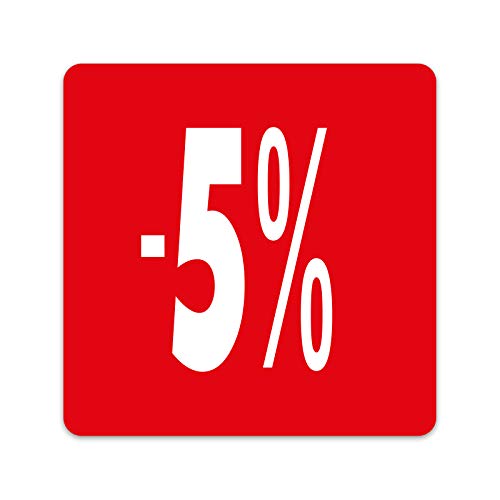 Rabattaufkleber eckig Saleaufkleber Rabattetikett Reduziert Etikett 500 Stk. (-5%) von generisch