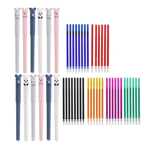 Radierbare Gelstifte, Süßes Cartoon Radierstift-Set Mit Radiergummi Ohne Blatt Zu Verbrauchen, 0,5mm Spitze, Schulsachen Für Kinder, Studenten, Schule, Büro (12+40, mehrfarbig) von Generisch