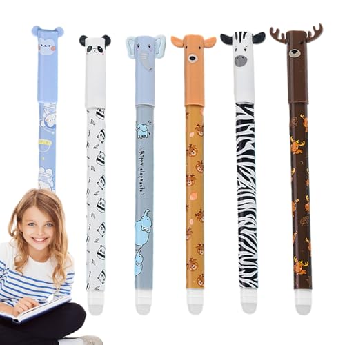 Radierbarer Kugelschreiber Stifte Set, Feine Spitze Radierbare Stifte, 6er Set Niedliche Tierdesign Gelstifte, 0,5mm Spitze Zeichenstift Rutschfeste Schreibgeräte Für Notizen Hausaufgaben Radierbarer Kugelschreiber Stifte Set, Feine Spitze Radierbare Stifte, 6er Set Niedliche Tierdesign Gelstifte, 0,5mm Spitze Zeichenstift Rutschfeste Schreibgeräte Für Notizen Hausaufgaben von Generisch