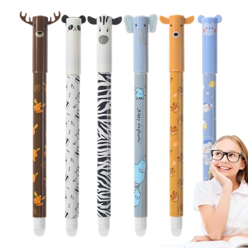 Radierbarer Kugelschreiber Stifte Set, Feine Spitze Radierbare Stifte, 6er Set Niedliche Tierdesign Gelstifte, 0,5mm Spitze Zeichenstift Rutschfeste Schreibgeräte Für Notizen Hausaufgaben Radierbarer Kugelschreiber Stifte Set, Feine Spitze Radierbare Stifte, 6er Set Niedliche Tierdesign Gelstifte, 0,5mm Spitze Zeichenstift Rutschfeste Schreibgeräte Für Notizen Hausaufgaben von Generisch
