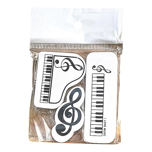 Radiergummi in Notenform | Kreatives Briefpapier mit Klavier- und Gitarrenmotiven | Kraftvolle Reinigung ohne Spuren zu hinterlassen | Lustiger Begleiter zum Musiklernen. (Black, One Size) von Generisch