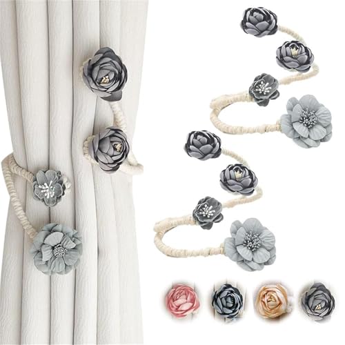 Raffhalter für Vorhänge, gedrehte Blume, schlicht, elegant, magnetisch, für Schlafzimmer, ohne Stanzen, Grau Raffhalter für Vorhänge, gedrehte Blume, schlicht, elegant, magnetisch, für Schlafzimmer, ohne Stanzen, Grau von Generisch