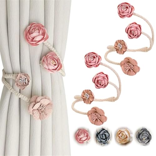 Raffhalter für Vorhänge, gedrehte Blume, schlicht, elegant, magnetisch, für Schlafzimmer, ohne Stanzen, Rosa Raffhalter für Vorhänge, gedrehte Blume, schlicht, elegant, magnetisch, für Schlafzimmer, ohne Stanzen, Rosa von Generisch
