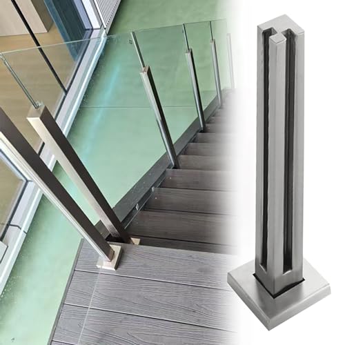 Rahmenlose Glasgeländerplatte für Treppen, No-Punch-Installationssystem mit Zapfenschlitzen und Basis, robuste Klemme für Deck, Balkon, Terrasse Rahmenlose Glasgeländerplatte für Treppen, No-Punch-Installationssystem mit Zapfenschlitzen und Basis, robuste Klemme für Deck, Balkon, Terrasse von Generisch