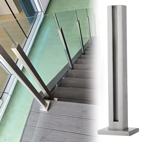 Rahmenlose Glasgeländerplatte für Treppen, No-Punch-Installationssystem mit Zapfenschlitzen und Basis, robuste Klemme für Deck, Balkon, Terrasse von Generisch